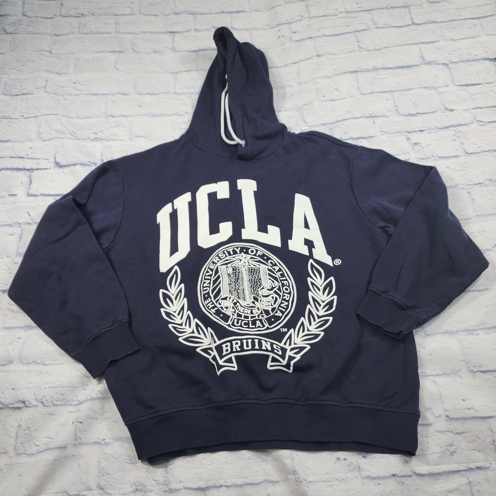 H&M WOMENS SIZE M Blue White UCLA Fleece Lined Hoodie Sweatshirt